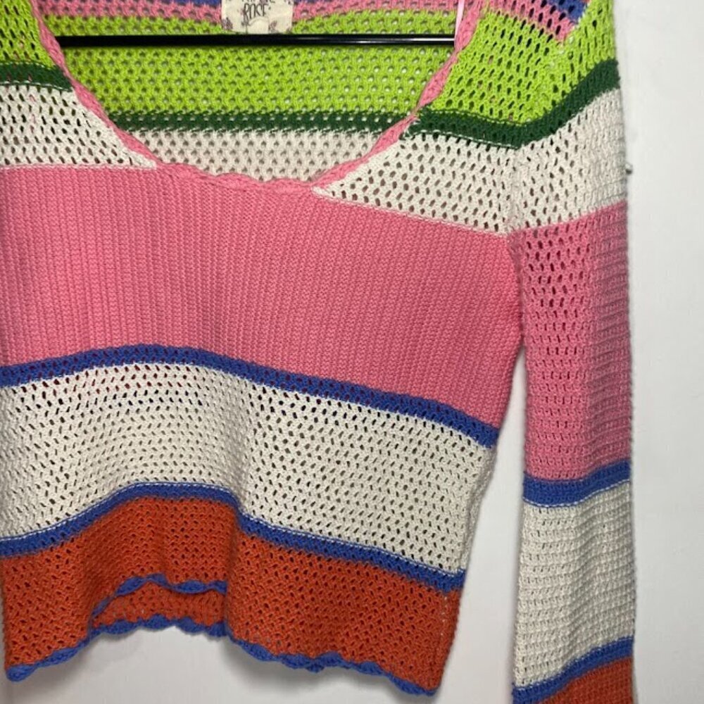 Hippie Rose Multicolored Striped Crochet Sweater - Picture 2 of 5